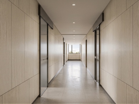 现代办公走廊，办公走廊，走廊，电动门su模型