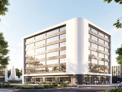  现代工业厂房 现代产业园 多层办公 厂房 产 产业园 办公楼su模型 