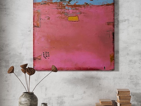  侘寂，抽象，复古，中古，简约，肌理，挂画3d模型 