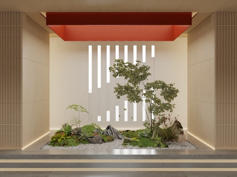  现代植物景观造景 景观小品 庭院景观 室内景观 景观树 植物3d模型 