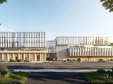  现代工业厂房 现代产业园 多层办公 厂房 产 产业园 办公楼su模型 