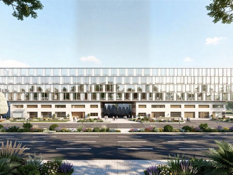  现代工业厂房 现代产业园 多层办公 厂房 产 产业园 办公楼su模型 