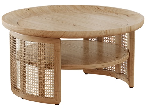 Japandi 圆形木质咖啡桌3d模型