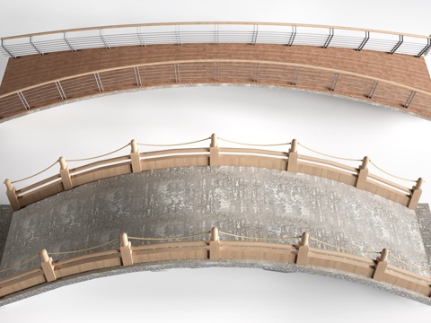 现代景观小桥 景观桥 木拱桥 公园桥su模型