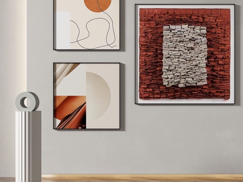  现代，简约，抽象，组合画3d模型 