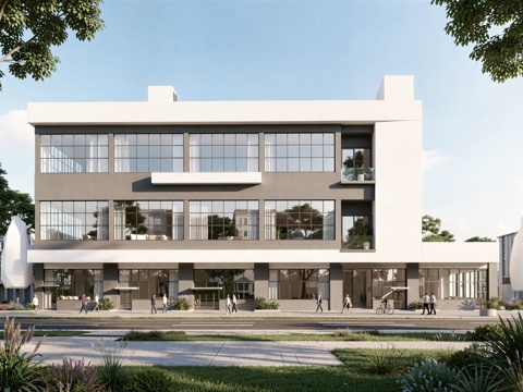  现代工业厂房 现代产业园 多层办公 厂房 产 产业园 办公楼su模型 