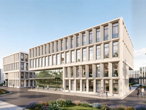  现代工业厂房 现代产业园 多层办公 厂房 产 产业园 办公楼su模型 