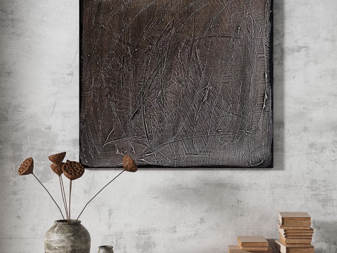  侘寂，抽象，复古，中古，简约，肌理，挂画3d模型 