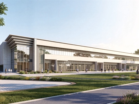  现代工业厂房 现代产业园 多层办公 厂房 产 产业园 办公楼su模型 