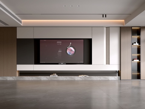 现代客厅 意式客厅 电视背景墙 电视柜 客厅背景su模型