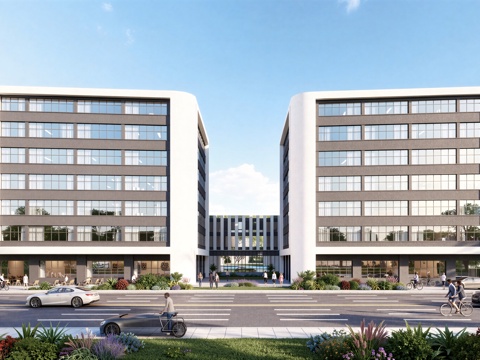  现代工业厂房 现代产业园 多层办公 厂房 产 产业园 办公楼su模型 