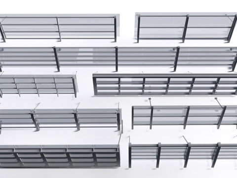 现代玻璃雨棚 钢构雨棚 玻璃雨打 阳光棚su模型