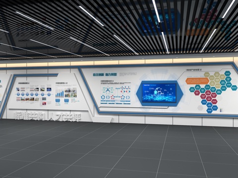  企业文化墙3d模型 