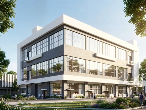  现代工业厂房 现代产业园 多层办公 厂房 产 产业园 办公楼su模型 