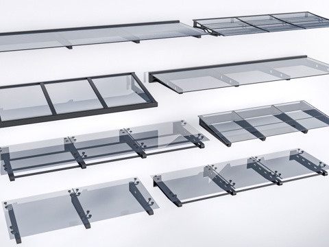 现代玻璃雨棚 钢构雨棚 玻璃雨打 阳光棚su模型