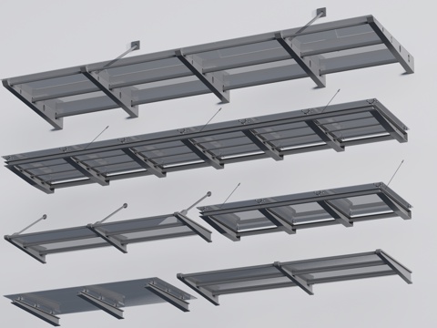 现代玻璃雨棚 钢构雨棚 玻璃雨打 阳光棚su模型