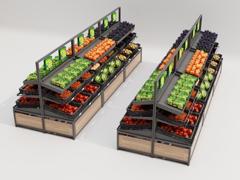  超市水果蔬菜架3d模型 