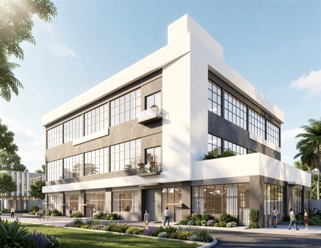  现代工业厂房 现代产业园 多层办公 厂房 产 产业园 办公楼su模型 