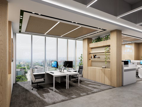  现代办公区 独立办公区su模型 