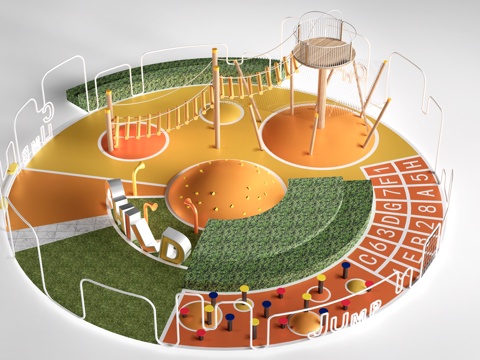 现代儿童游乐器材 户外攀爬架 儿童游乐设施su模型