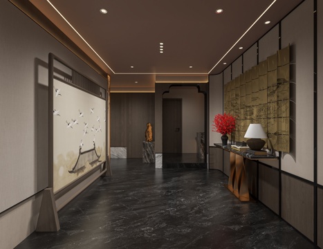  新中式会所3d模型 