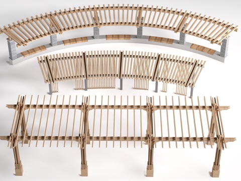 现代景观花架 葡萄架 廊架 绿植爬架su模型