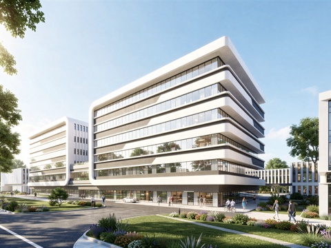  现代工业厂房 现代产业园 多层办公 厂房 产 产业园 办公楼su模型 