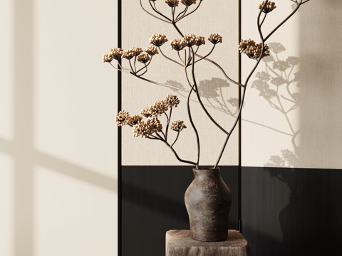  中古风花艺摆件su模型 