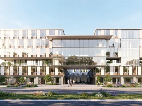  现代工业厂房 现代产业园 多层办公 厂房 产 产业园 办公楼su模型 