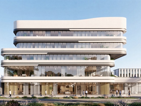  现代工业厂房 现代产业园 多层办公 厂房 产 产业园 办公楼su模型 