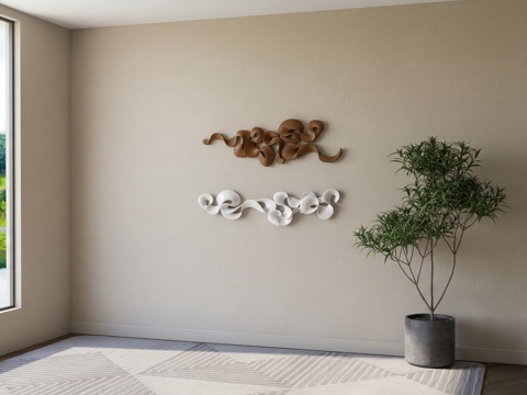 新中式墙饰挂件su模型