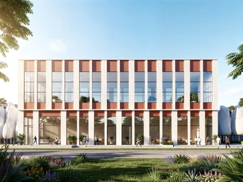  现代工业厂房 现代产业园 多层办公 厂房 产 产业园 办公楼su模型 