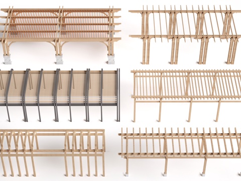 现代景观花架 葡萄架 廊架 绿植爬架su模型