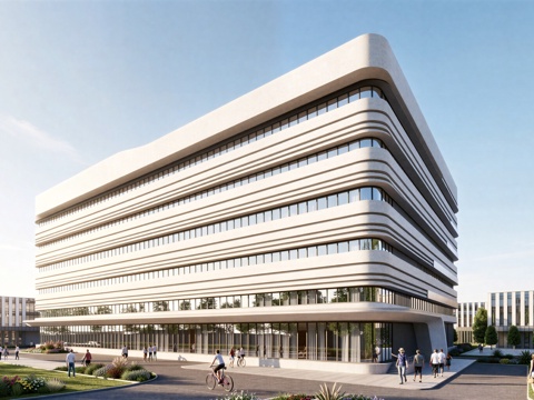  现代工业厂房 现代产业园 多层办公 厂房 产 产业园 办公楼su模型 