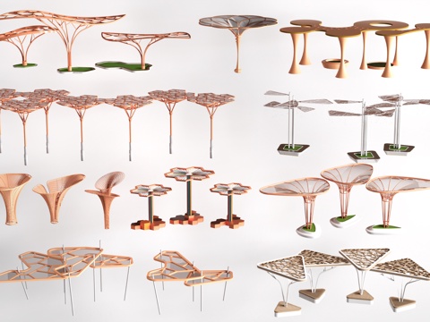 现代景观廊架 景观构筑物 景观小品su模型