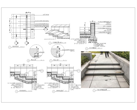 园林景观台阶CAD施工图生态石块cad施工图