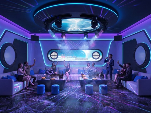  现代KTV包厢  影音室su模型 