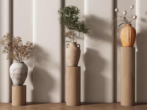  现代花卉摆件组合 花卉花艺 花瓶组合3d模型 