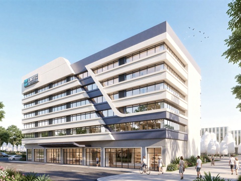  现代工业厂房 现代产业园 多层办公 厂房 产 产业园 办公楼su模型 