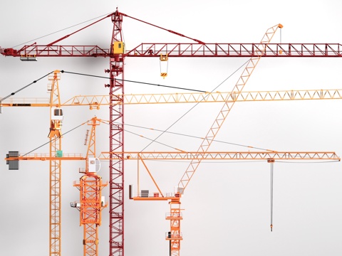 现代塔吊 起重机 工程机械su模型su模型