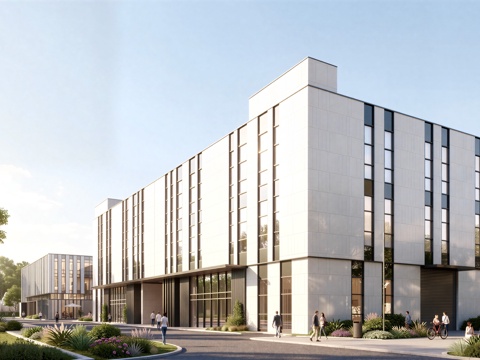  现代工业厂房 现代产业园 多层办公 厂房 产 产业园 办公楼su模型 