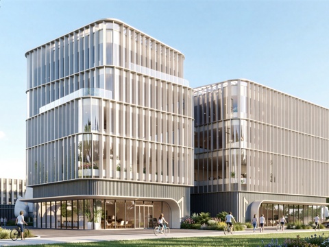  现代工业厂房 现代产业园 多层办公 厂房 产 产业园 办公楼su模型 