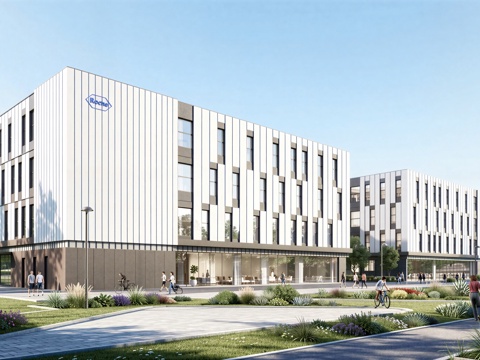  现代工业厂房 现代产业园 多层办公 厂房 产 产业园 办公楼su模型 