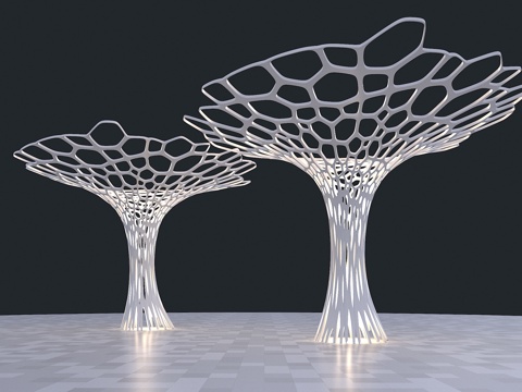 现代柱子 景观柱子 景观小品 随机孔柱子 异形柱子 花瓣柱子su模型