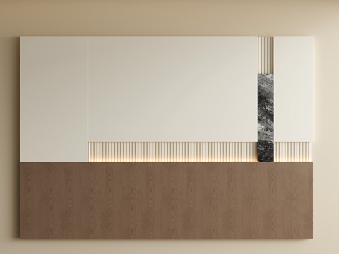  意式床头背景墙 现代卧室背景墙3d模型 
