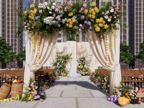 户外布幔婚礼美陈su模型