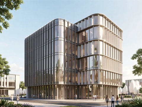  现代工业厂房 现代产业园 多层办公 厂房 产 产业园 办公楼su模型 