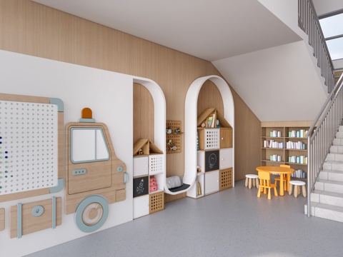 现代学校楼梯间装饰 校园文化墙 校园装饰墙 校园读书角su模型su模型