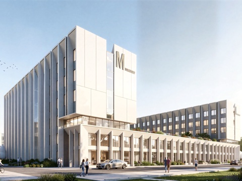  现代工业厂房 现代产业园 多层办公 厂房 产 产业园 办公楼su模型 