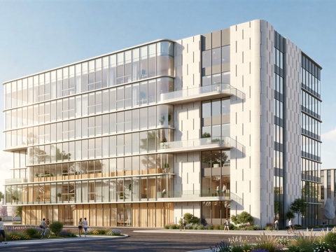  现代工业厂房 现代产业园 多层办公 厂房 产 产业园 办公楼su模型 